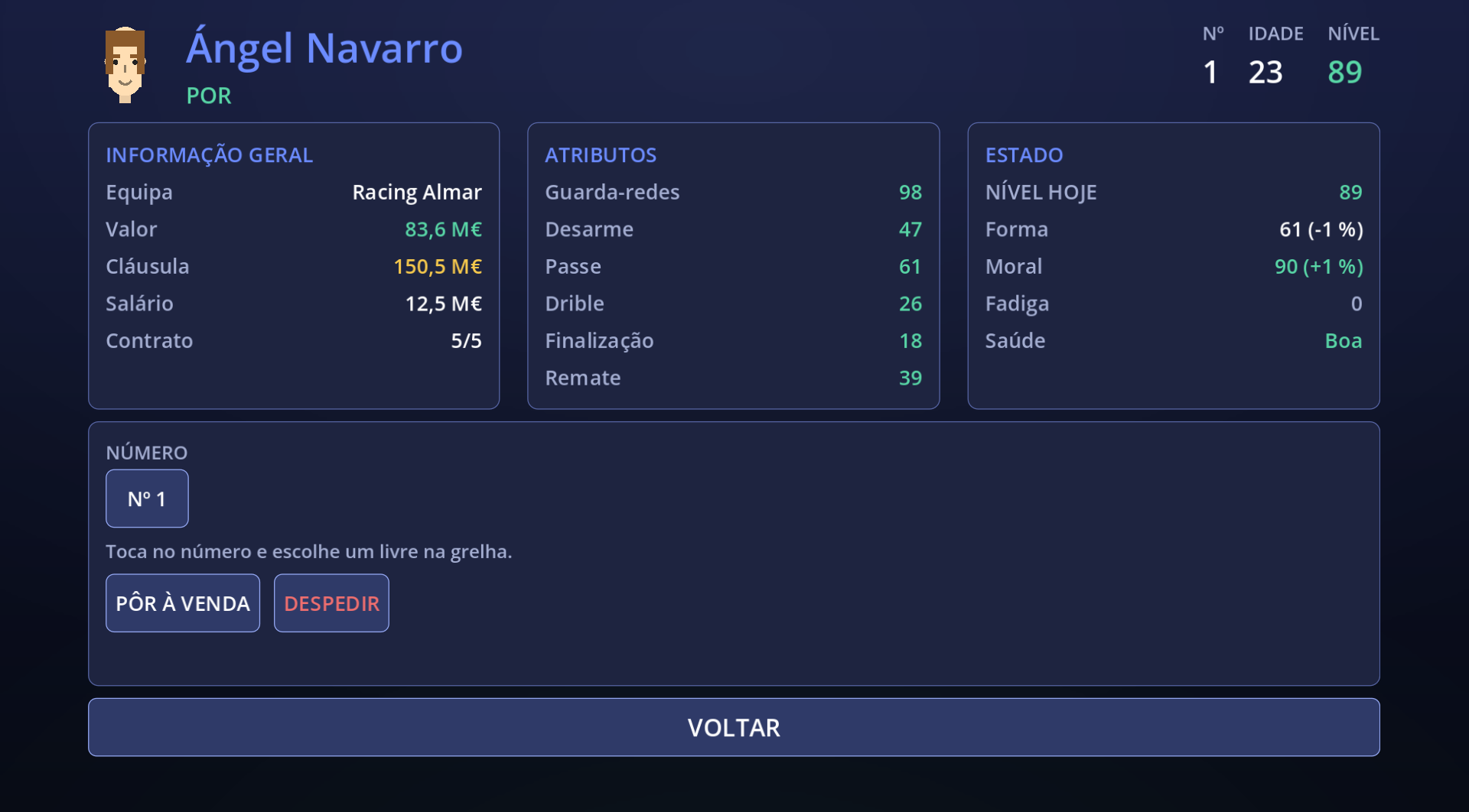 Ficha de jogador