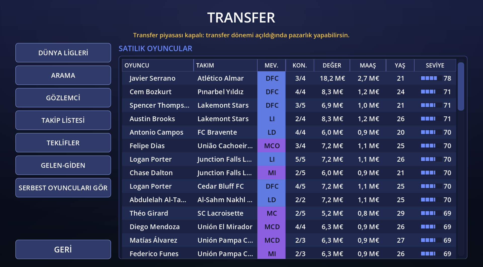 Transfer piyasası